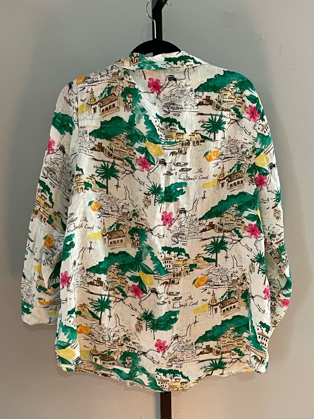 Cynthia Rowley Amalfi Coast Linen Crop Button Down Shirt Size 2X - Picture 4 of 6